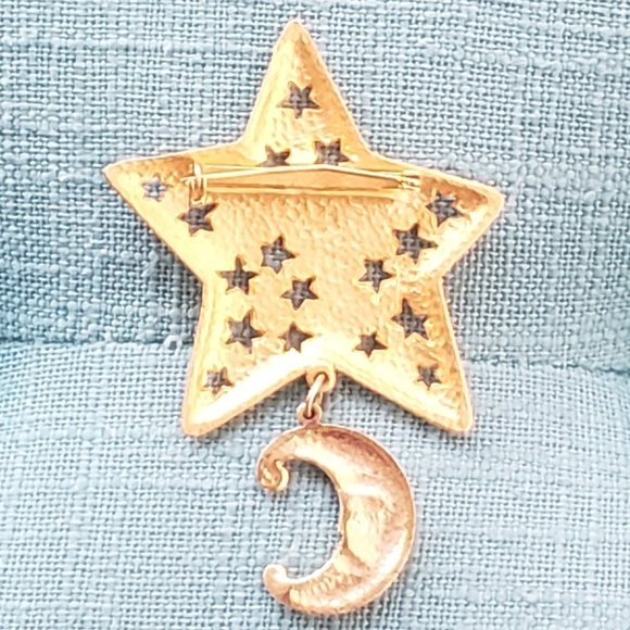 Vintage Star Moon Brooch - Picture 2 of 2